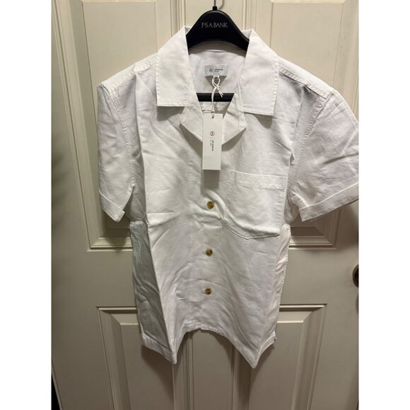 AG Los Angeles White Short-Sleeve Button-Up Shirt M 100% Cotton Made In India - Picture 3 of 7